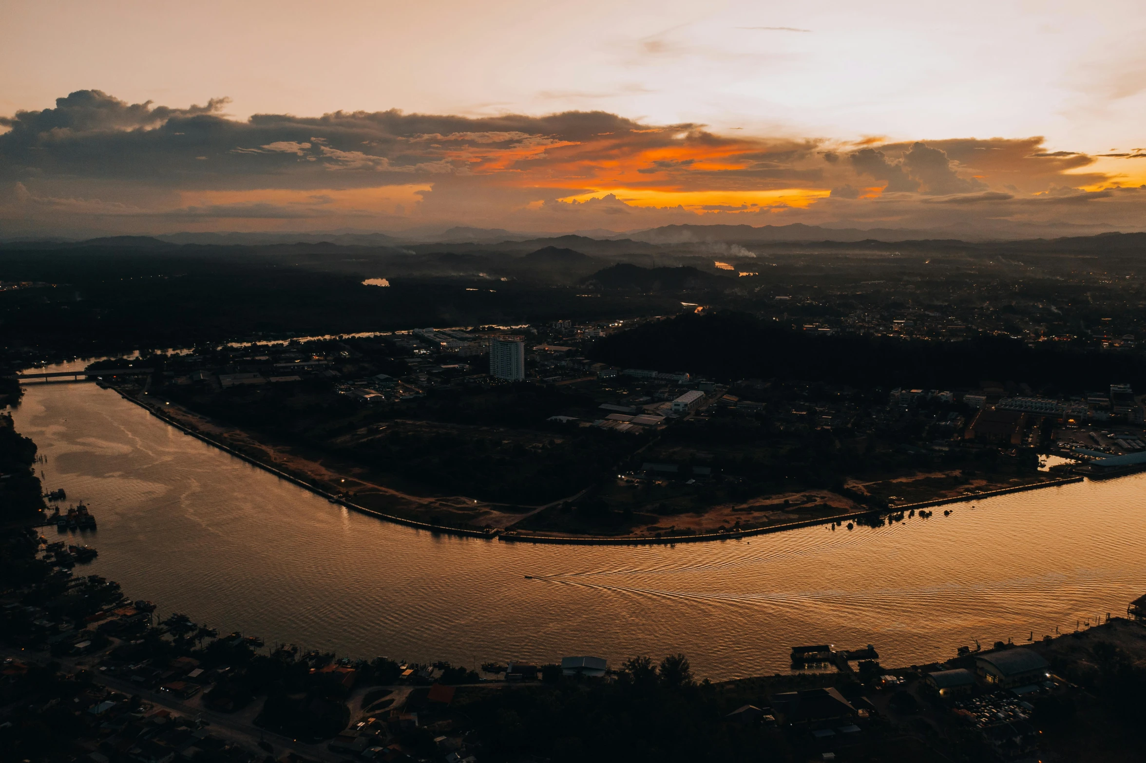 a view of the city and the river