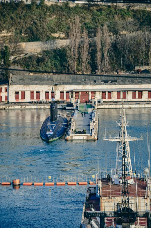 a building is next to a body of water