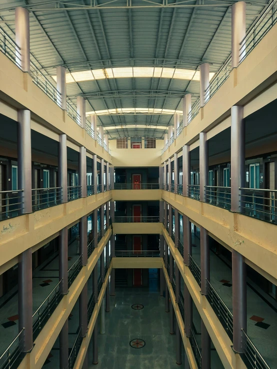 inside of a parking garage that is completely empty