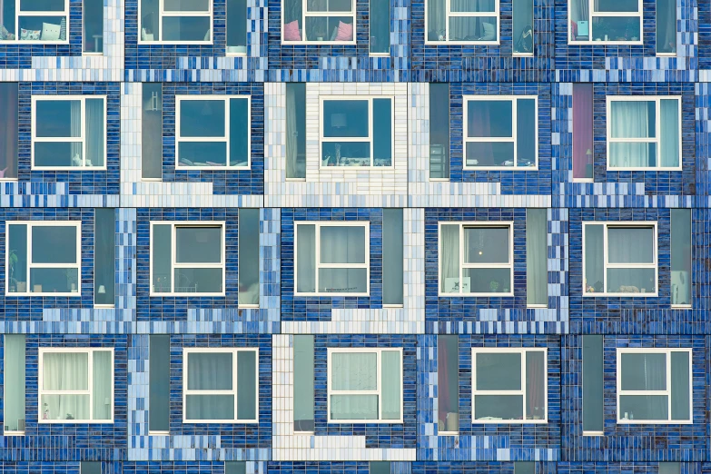 a picture of windows in blue tiles of various sizes and sizes