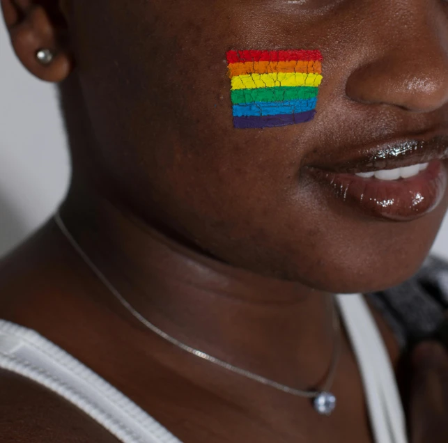 a person that has a flag painted on their face