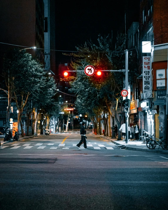 a crosswalk shows a person walking on the crosswalk