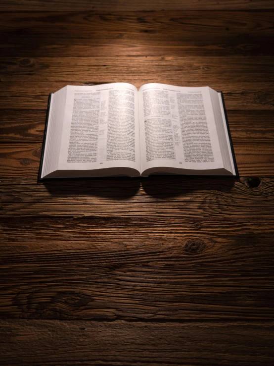 two open bibles, both with black and white writing on them