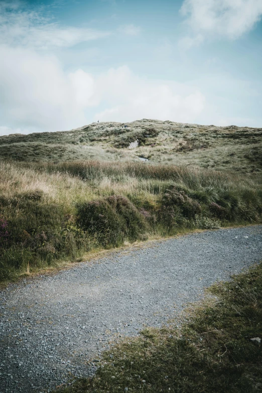 a person sitting on the side of a dirt path