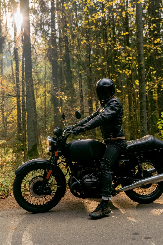 a person wearing a helmet is sitting on a motorcycle