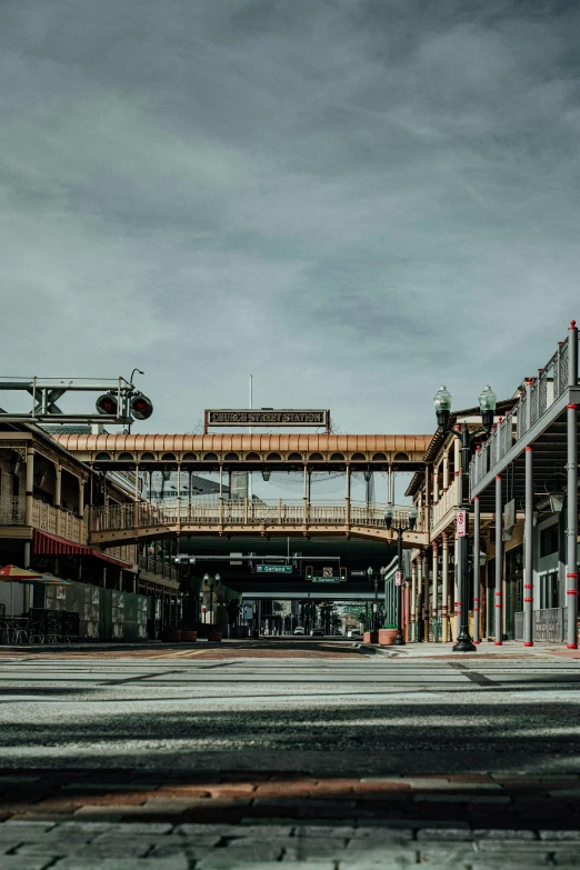 an empty city street on a cloudy day