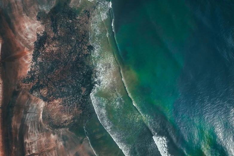 two beached shorelines are shown from above