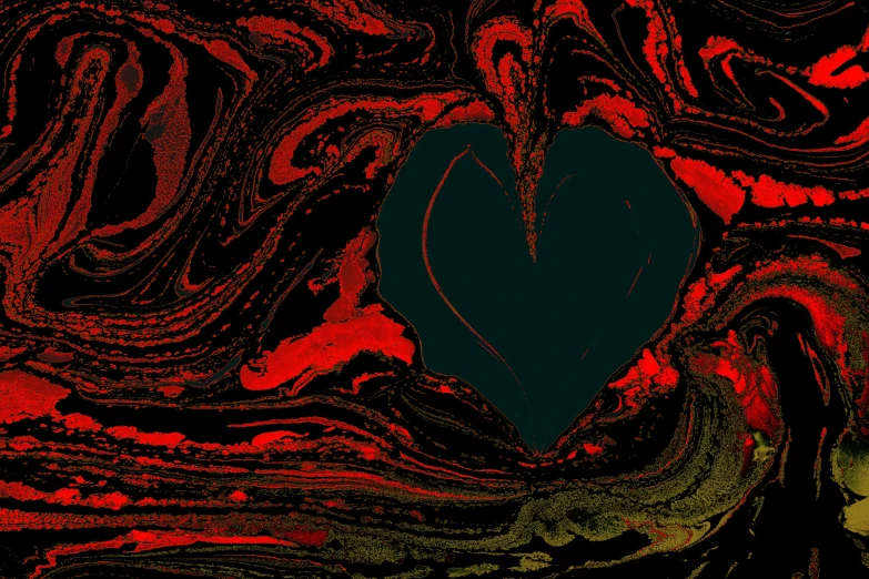 a drawing of a heart with a dark background