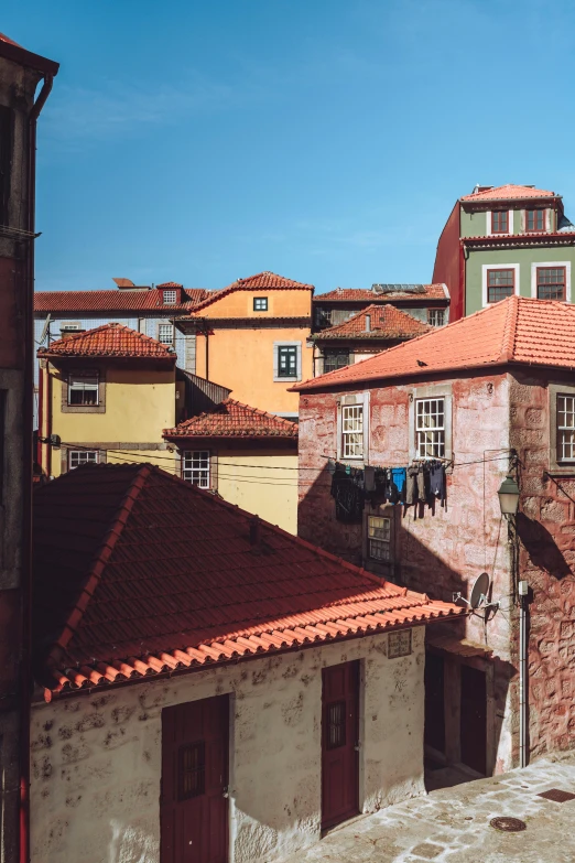 several old building with clay roofs in a european city