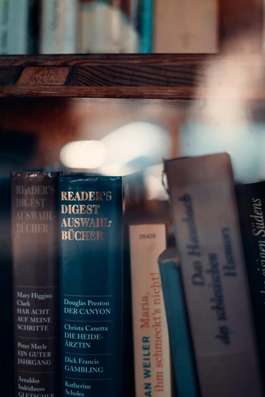 books are in front of the shelf and on display