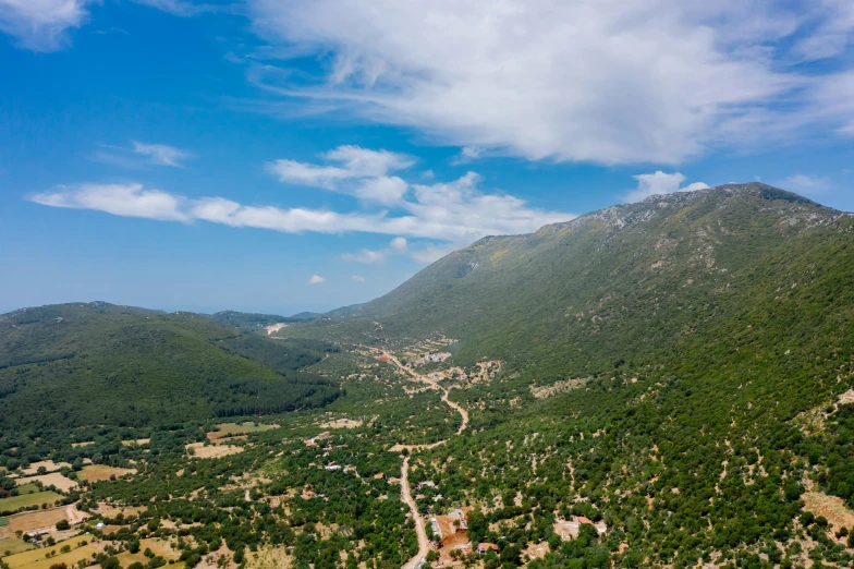 the view of the hills and rivers from the top of the hill