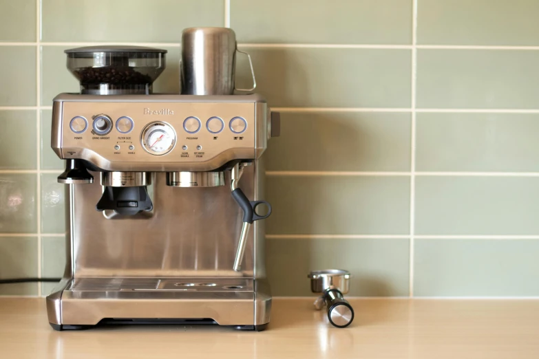 this coffee machine is stainless steel in color silver