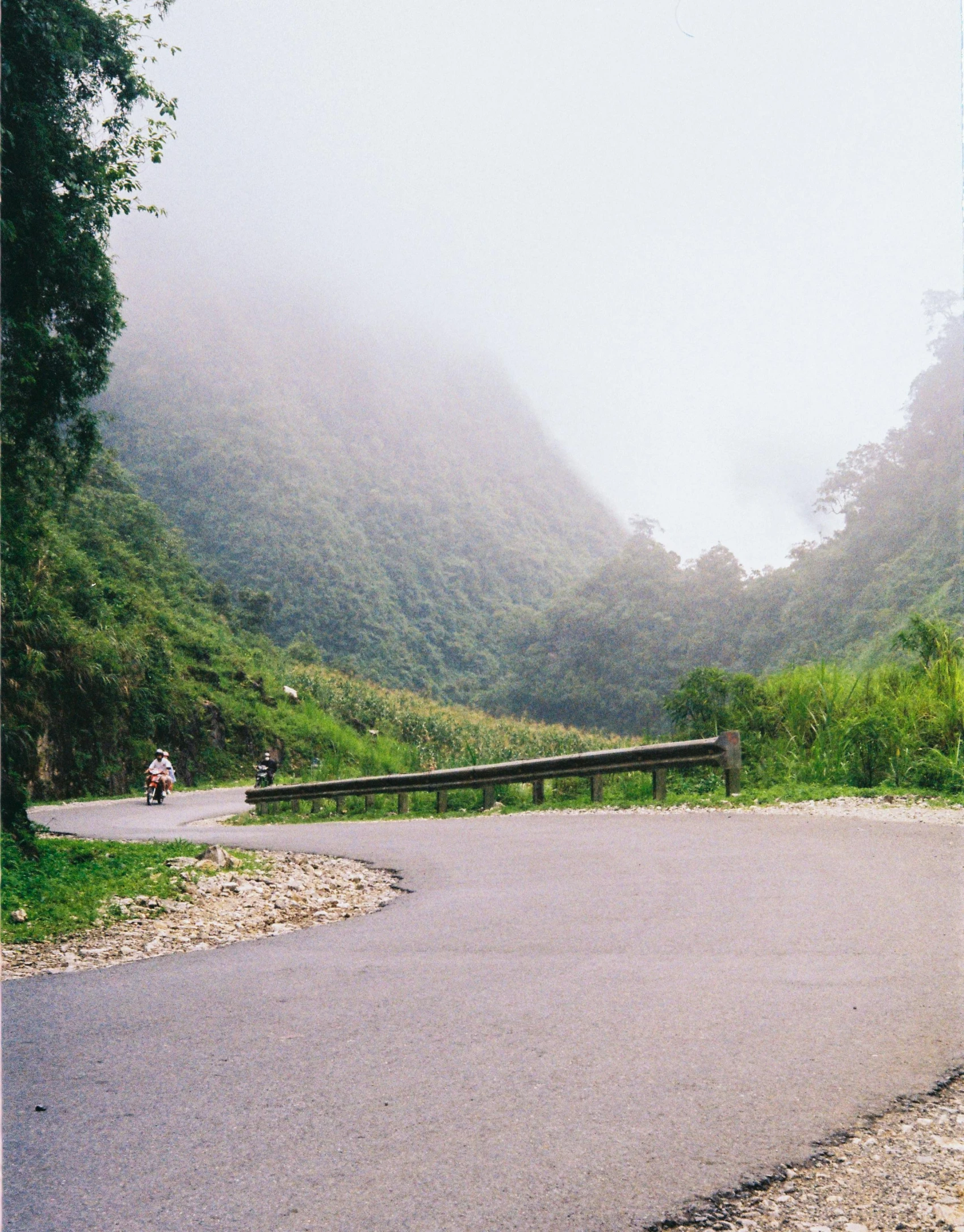 a scenic road surrounded by mountains and greenery