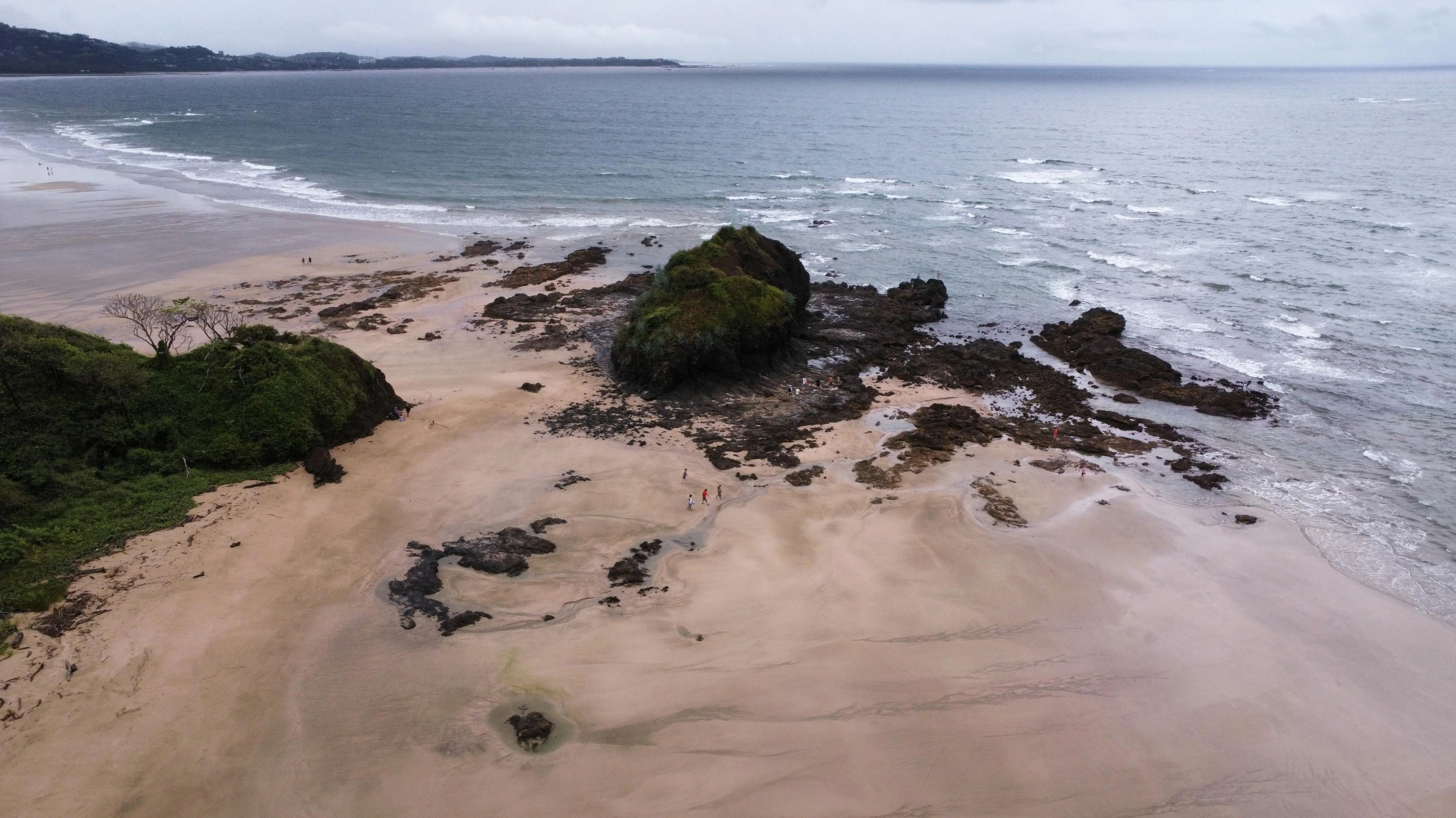 aerial po of the beach with very little sand