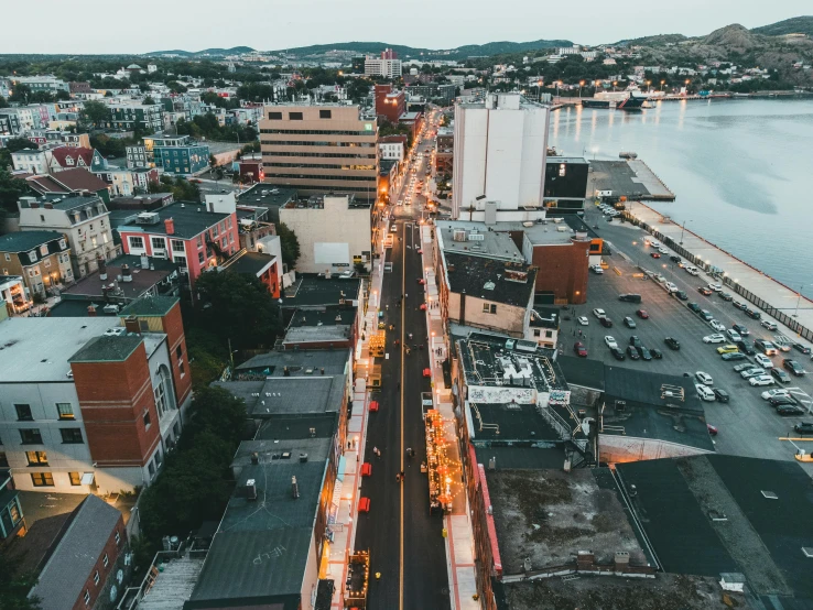 this is a city street, taken from above