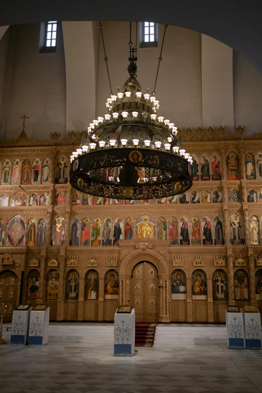 there is a large ornate alter in a church