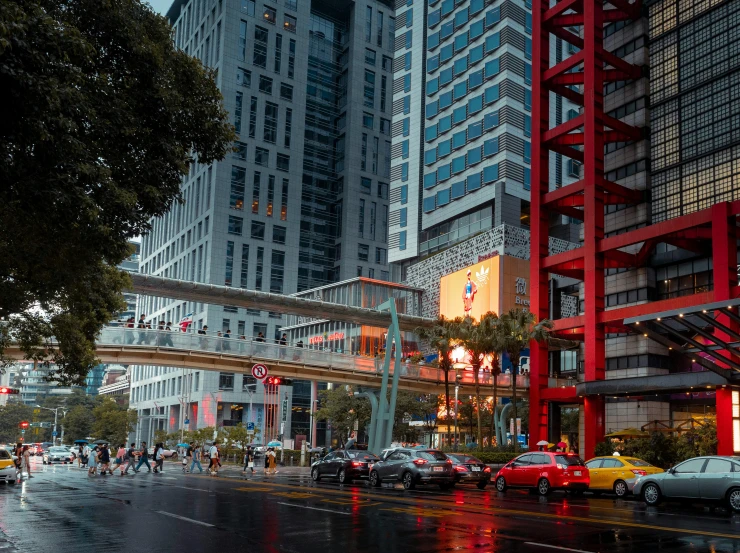 traffic on a rainy city street in the rain