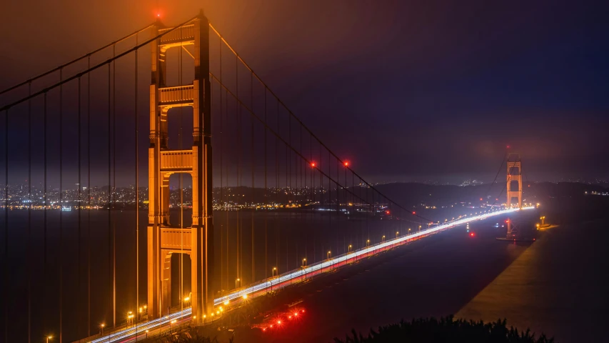 night time view of the golden gate bridge