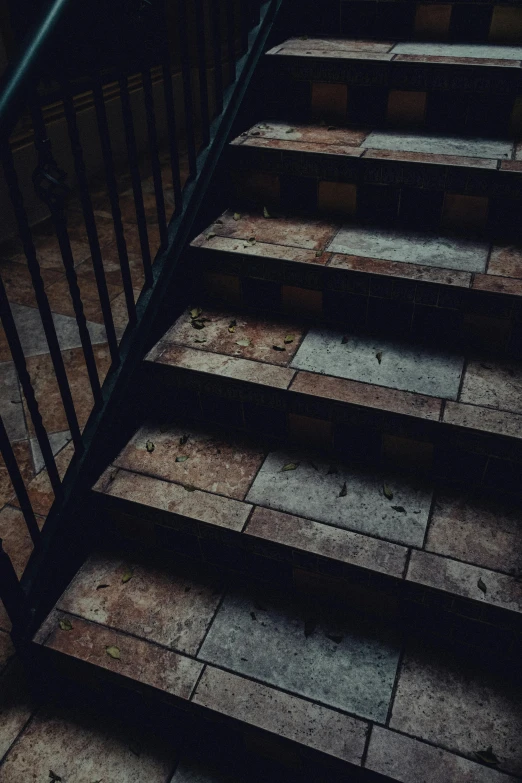 a hand rail and stair case at a stairway