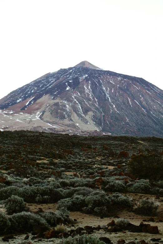 an image of the view of a large mountain with snow on it