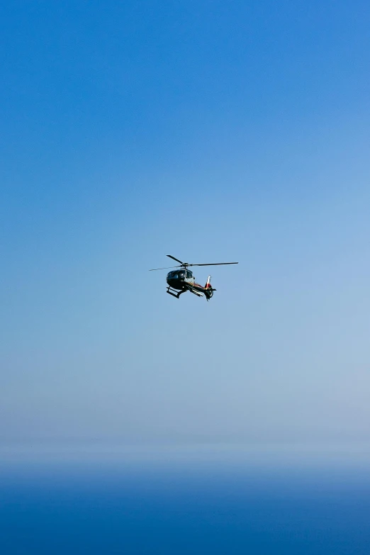 a helicopter in the sky with no people around