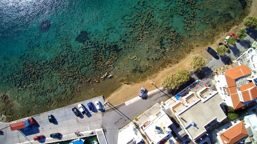 an aerial s of some houses and water