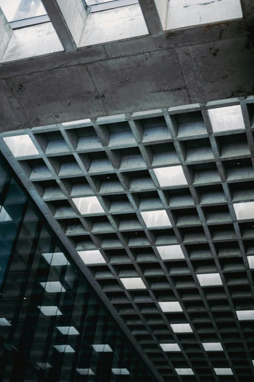 the interior view from below and a skylight visible