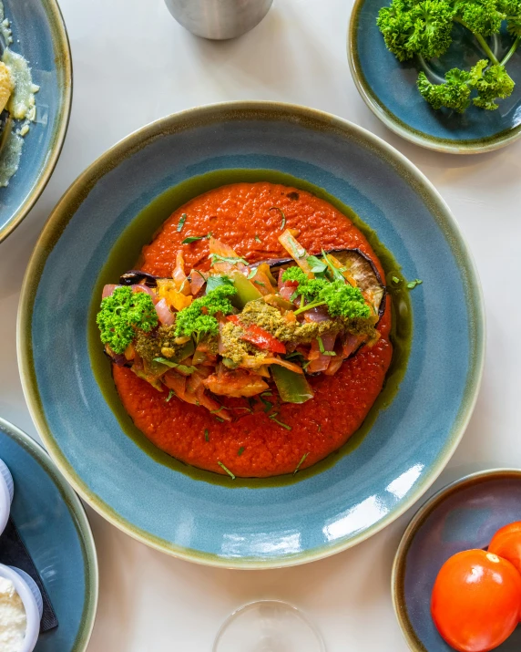 there is an arrangement of different food items on the plate