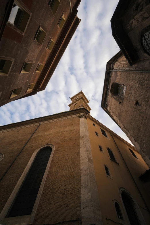 looking up at the cathedral steeple and clock tower