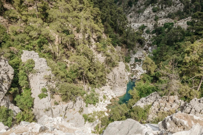 a rocky gorge with a stream in the middle