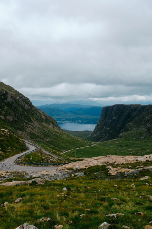 a mountain with a road going through it