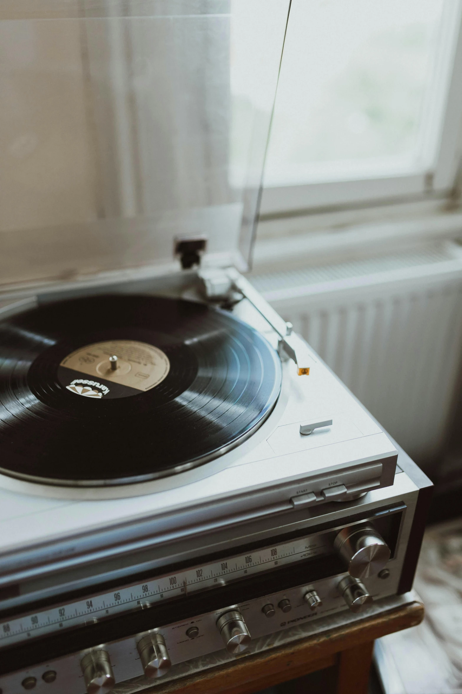 a record player that is in a living room