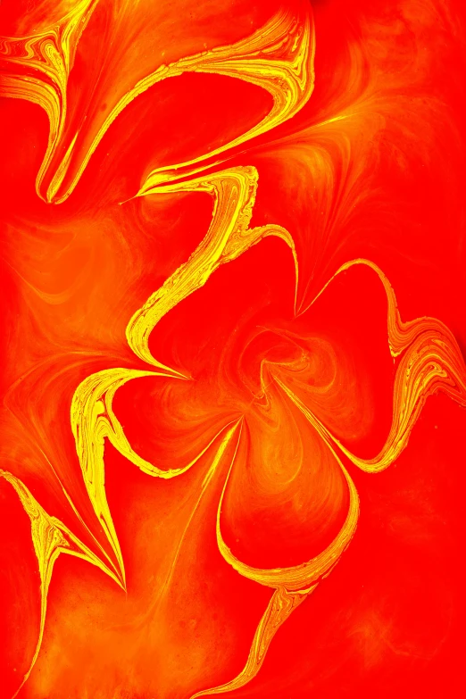 orange, green and yellow art work with a swirly design