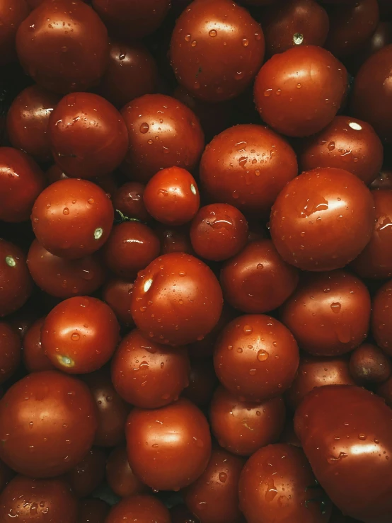a bunch of tomato with drops of water