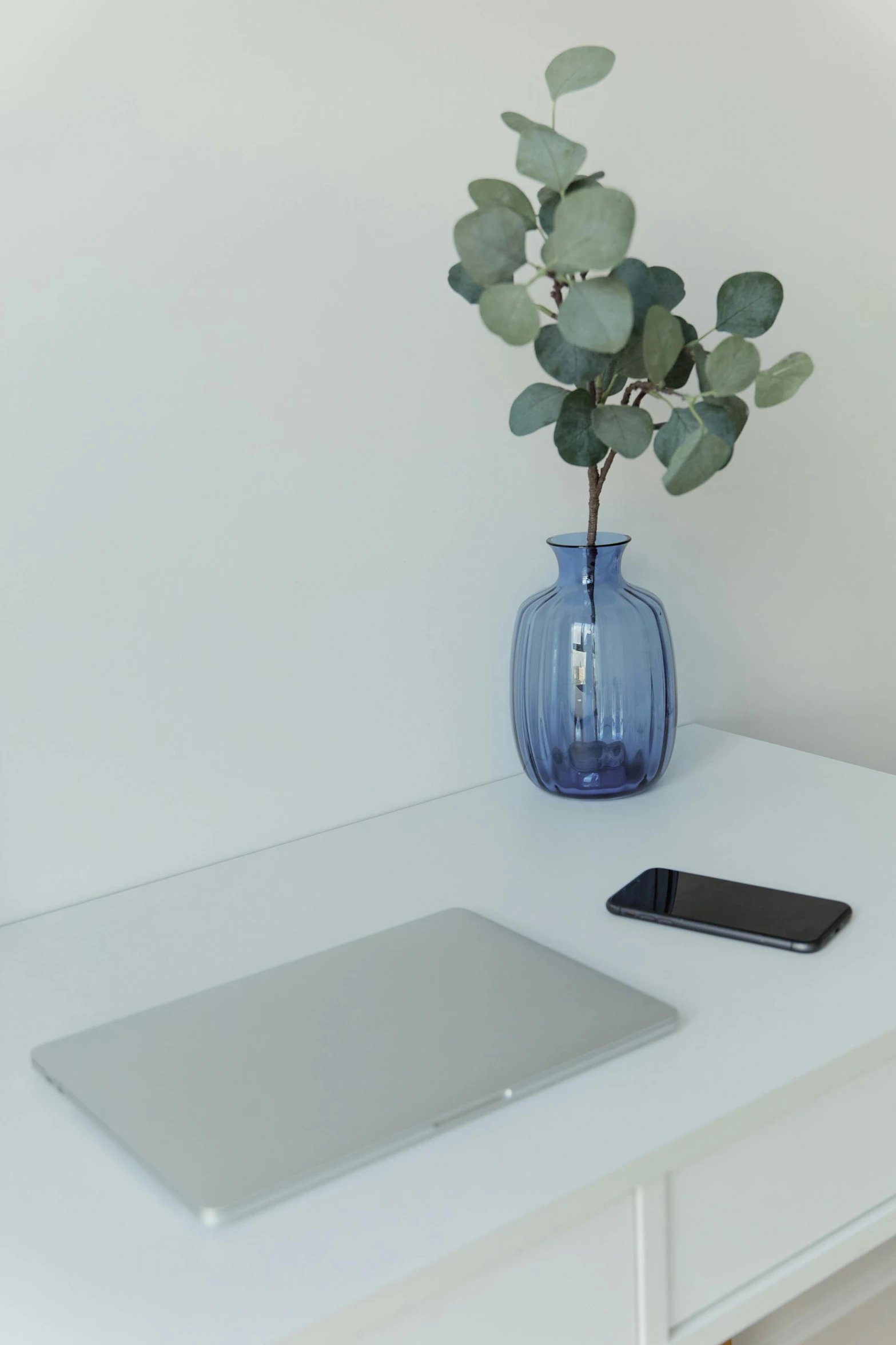 an image of a laptop and flower on table