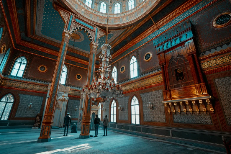 a large ornate building with three arches in it