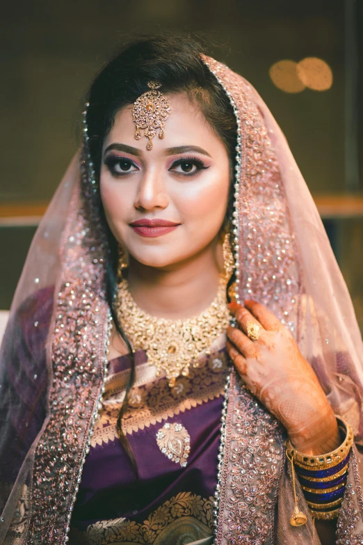 the bride in her traditional indian garb