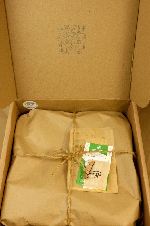 wrapped packaged items are in a box as if they were a package