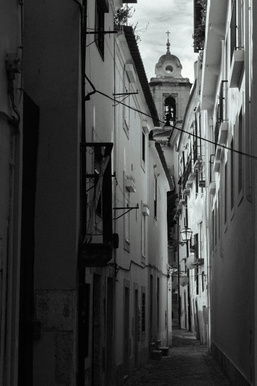 some buildings are white and one is black and white