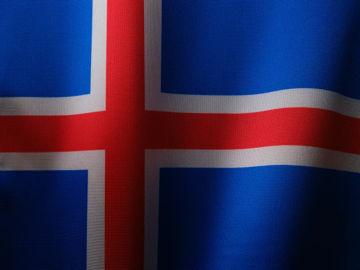 the flag of iceland is dd over to show the blue red stripes