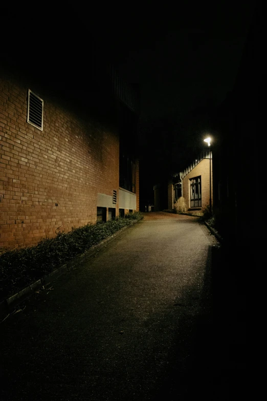 a dark night on an alley way