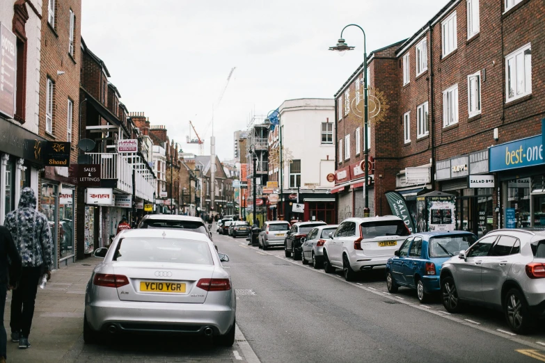 cars parked on the side of the street