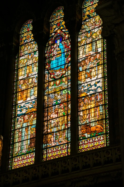 a cathedral with a very large stained glass window