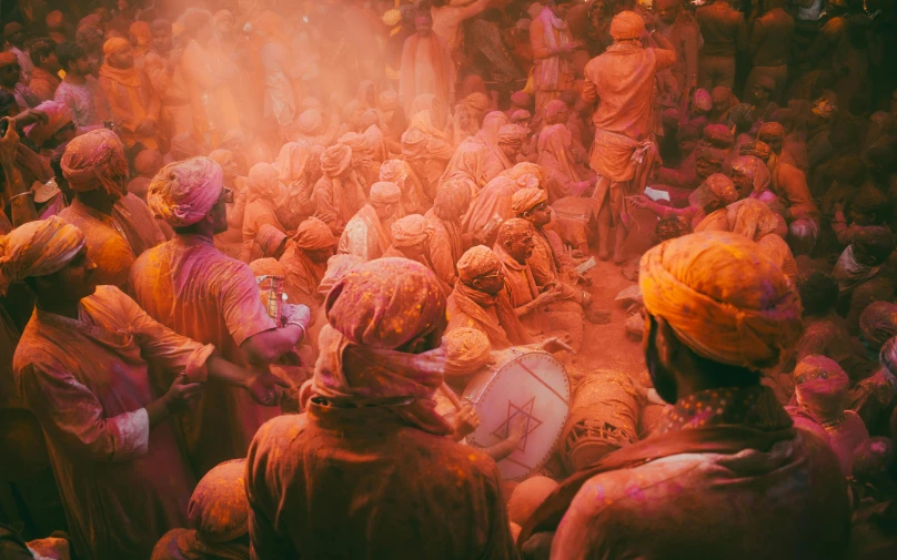 people celeting the holi and colorful holi powder