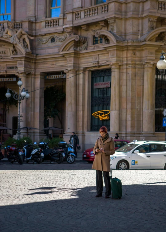 there is a person standing in the street