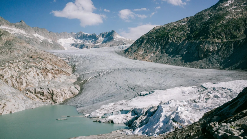 this is a glacier with large rocks and snow