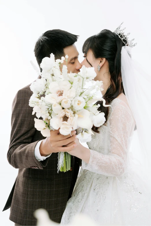 a man and woman pose for a po together