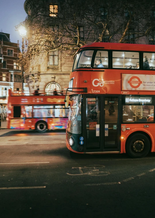 a double decker bus on a city street