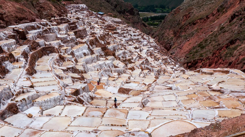 the large walkway has been built into a mountain side