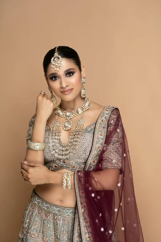 indian bridal model wearing the same outfit from india